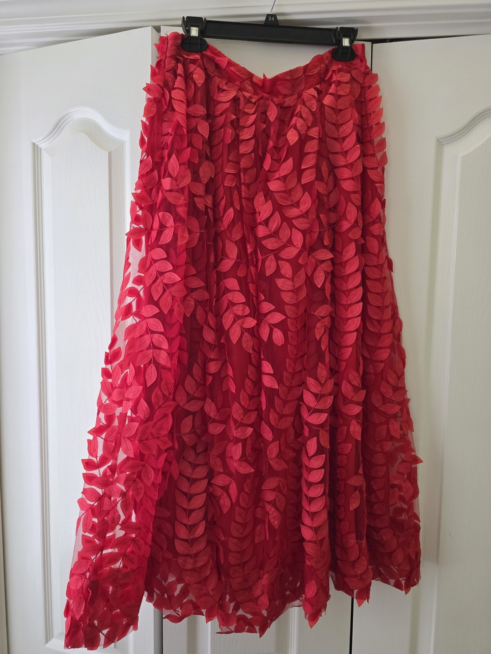 Sunday in Brooklyn Red Leaf-Applique A-Line Maxi Skirt